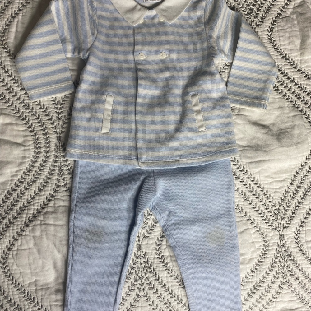 Mayoral 12 Month Blue and White Outfit